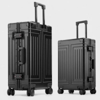 Suitcase New large size Magnalium luxury Luggage Aluminum Alloy Trolley Case Metal Aluminum Frame Travel Suitcase on wheels