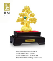 BAI GIFT PAJANGAN POHON KOIN UANG LAPIS EMAS 24K MINIATUR POHON KOIN UANG EMAS - SIZE M 160*100*207 