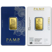 10Gram PAMP Gold Bar 24K Gold Plated Seal Packaging Independent Serial Number Creative Gift Brass Core No Magnetic Creative Gift