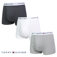Tommy Hilfiger Cotton Stretch 男內褲 短版棉質高彈性合身平口褲/Tommy四角褲-深灰、白、灰 三入組