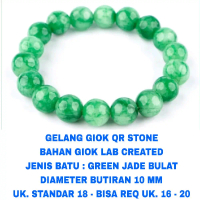 WK GELANG GIOK WANITA BATU GIOK QR STONE LAB CREATED GREEN JADE. HIJAU BULAT POLOS DIAMETER BUTIRAN 