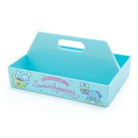小禮堂 Sanrio大集合 塑膠長形可堆疊手提收納盒《綠.喝飲料》置物盤.置物籃