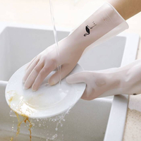 橡膠洗碗手套 PVC 家務清潔手套 防水 白色半透明 衛生手套 清潔用品 洗菜 洗衣服 耐用