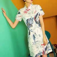 Chinese Dragon Dress Cheongsam Sexy Oriental Dress Summer Japanese Streetwear Women Qipao Vietnam Clothing Ao Dai Dress FF2789
