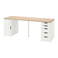 LAGKAPTEN/ALEX 書桌/工作桌, 染白色/橡木紋 白色, 200x60 公分