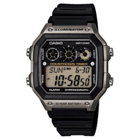 【CASIO】十年電池數位錶-銀框(AE-1300WH-8A)
