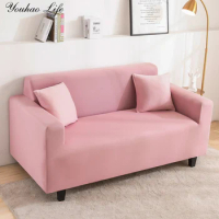 Elastic Sofa Cover for Living Room, Chaise Lounge, Soft Fabric, Cute Pink Simple Style, 1, 2, 3, 4 Seater