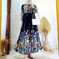 Dress Rayon Busui Dress Motif Bunga Berkancing Dress rayon new