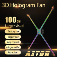 100cm larger visual 3D hologram fan 3D LED Fan hologram display holographic advertising light wifi app contral hologram effect