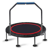 100/120CM Foldable Trampoline with Armrest Home Indoor Gym Exercise Fitness Rebounder Round Jumping Pad Trampolines Adult Child