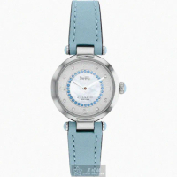 【COACH】COACH蔻馳女錶型號CH00139(白銀色錶面銀錶殼淺藍真皮皮革錶帶款)