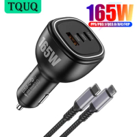 TQUQ 165W USB C Car Charger, 3 Ports PD3.1 140W PPS 45W Type-C Car Phone Adapter for iPhone Samsung iPad MacBook Pro Air Laptops