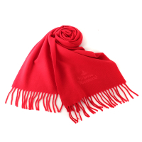 Vivienne Westwood 行星刺繡LOGO素面羊毛圍巾-紅色