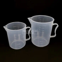1pcs Laboratory 250ml/500ml/1000ml/2000ml/3000ml/5000ml Clear Plastic Measuring Cup Graduated Handled PP Beaker