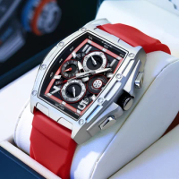 LIGE Sports Men's Watch Luxury Fashion Watches For Men Unique Square Design Watch Chronograph Quartz Waterproof Tape Wristwatch
