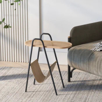 Nordic Rattan Living Room Coffee Tables Modern Minimalist Saddle Leather Sofa Side Tables Light Luxury Creative Designer Tables