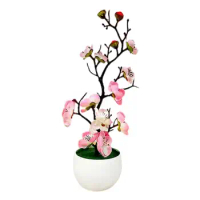 Mini Lightweight Realistic Anti Fade Plum Blossom Flower Bonsai Attractive Practical Simulation Bonsai for Decorating