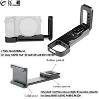 Quick Release L Plate Camera Bracket Hand Grip / Extension Cold Shoe Mount Light Mic Holder for Sony A6000 A6100 A6400 A6500 SLR