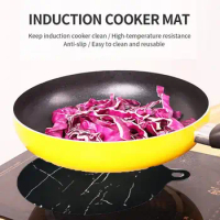 Induction Cooker Mat Silicone Induction Cooktop Mat Reusable Heat Insulated Round Pad Kitchen Cookware Protector Hob Protector