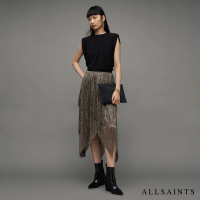 【ALLSAINTS】VEENA 金屬光澤中長裙BLACK GOLD WS054Z(常規版型)