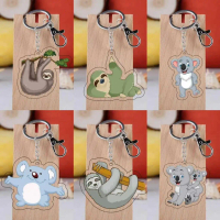 Móc khóa mặt dây chuyền Acrylic Wobat Sloth trong suốt hai mặt Women Nữ