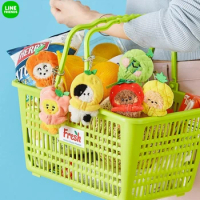 Line Friends Minini Fruit Series Cartoon Bnini Lenini Plush Keychain Kawaii School Bag Ornaments Anime Hand Puppet Cute Gifts