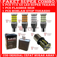 ORIGINAL PAKET COMBO SUPER HEMAT LAMPU SEIN MOTOR T15 45 LED + FLASHER SEIN + BOHLAM STOP TONARDO  |