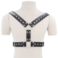 Fetish Gay Leather Chest Harness Men Harness Adjustable Sexual Body Bondage Cage Harness Belts Rave Gay Clothing for Adult Sex