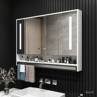#智能浴室單獨鏡櫃掛墻式衛生間鏡子帶置物架廁所收納帶燈除霧鏡箱