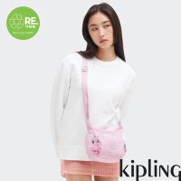 『牛角包』Kipling 溫柔櫻花粉紫色小巧多層側背包-GABBIE MINI