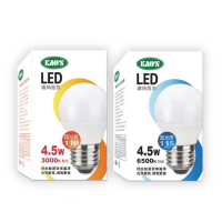 【KAO’S】超光效LED 4.5W燈泡6入白光黃光(KA005W-6 KA005Y-6)