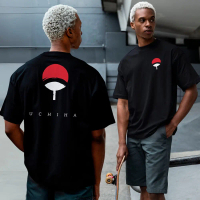 Ou Oversized เสื้อยืด โลโก้สัญลักษณ์ใหม่ Uchiha อะนิเมะ Manga Unisex เสื้อ Taha 200 GSM ผ้าฝ้ายแท้