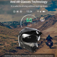 Motorcycle Helmet Smart HUD Head-up Display Navigation Bluetooth Headset Driving Recorder Voice Control IP66 Waterproof