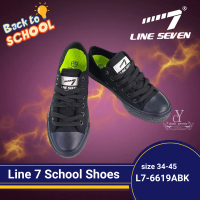 100% Original LINE 7 6619ABK Black Shoe | Kasut Sekolah LINE 7 Hitam / Kasut Sekolah Hitam