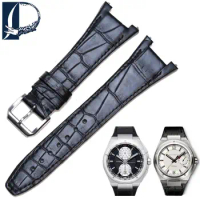 Pesno Notch End Alligator Skin Leather Watch Band for IWC Ingenieur Strap for Men 28mm Black Strap Bracelets Pin Buckle Belt