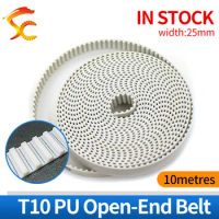 10Meters/lot T10 timing belt T10 25mm pitch=10mm Width 25mm T10 open timing belt PU with steel core Metric trapezoidal