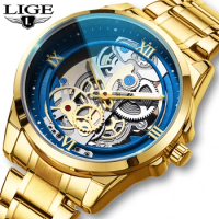 LIGE 2024 Women Watch Fashion Gold Quartz Bracelet Watch Top Brand Luxury Waterproof Ladies Wristwatch Montre Femme Feminino+BOX