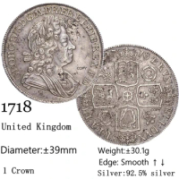 England 1718 90% Silver Coin Copy 1 Crown Oliver Cromwell United Kingdom Thomas Simon Collection Com