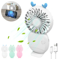 Portable Mini Handheld Fans For Cooling Air 3 Speeds Adjustable USB Rechargeable Small Table Desk Fan Personal Quiet Eyelash Fan