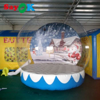 PVC giant 3m inflatable snow globe with background printing Christmas snow globe inflatable for sale