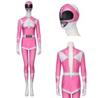 Zyuranger Pink Ranger Adult Halloween High Quality Mei Kimberly Zentai Bodysuit With Hat 3D Printing Jumpsuit Carnival Cosplay