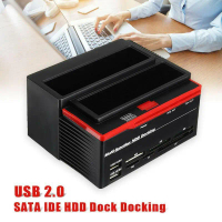Stesen Dok Cakera, Hab USB 2.0 ke 2 SATA 1 IDE HDD, Pembaca Kad, Serasi dengan USB2.0, M2, TF, SD, S
