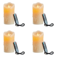 4X LED Candles, Flickering Flameless Candles,Rechargeable Candle, Real Wax Candles With Remote Control,10Cm