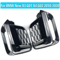 1Pair For BMW Pop X3 G01 X4 G02 2018 2019 2020 Frame Trim Protector Exterior Cover Front Fog Light Grille Cerium Gery Lamp Cover
