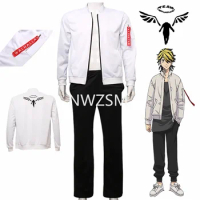 Anime Tokyo Revengers Keisuke Baji Kazutora Hanemiya Cosplay White Jacket Costume Valhalla Angel Baseball Coat