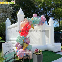 Commercial PVC White Wedding Inflatable Bounce House With Slide Party Bouncy Castle Tent With Blower For Kids Adults