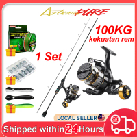 Artemis Rod Fishing Rod Set Combo Reel Spinning Rod Joran Pancing 1 Set Reel Rod Full Set BC Surf Re