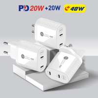 25W USB Charger Dual PD 20W Fast Charging USB-C Power Adapter For iPhone 13 12 11 Samsung Huawei Xiaomi Mobile Phone Charger