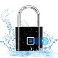 Outdoors Keyless USB Charging Smart Lock Fingerprint Padlock Waterproof Door Lock 0.2sec Unlock Portable Anti-theft Padlock Zinc