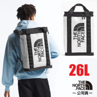 【The North Face】大Logo 26L多功能日用減壓雙肩背包/書包_900D防水布料(3KYF-ROU 沙丘白 N V)